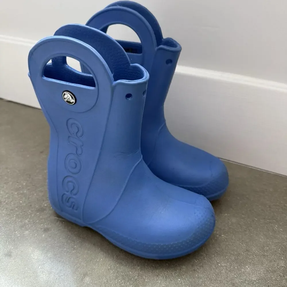 Crocs Boys Kids Handle It Rain Boots C13 Blue Waterproof Pull On Boots
